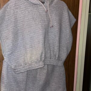 Gray Hoodie Sweatshirt Two Piece Set